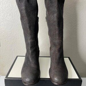 MOMA Avantgarde Brown Western High Boot Biker Motorcycle Zip Womens 9.5 US/40 EU